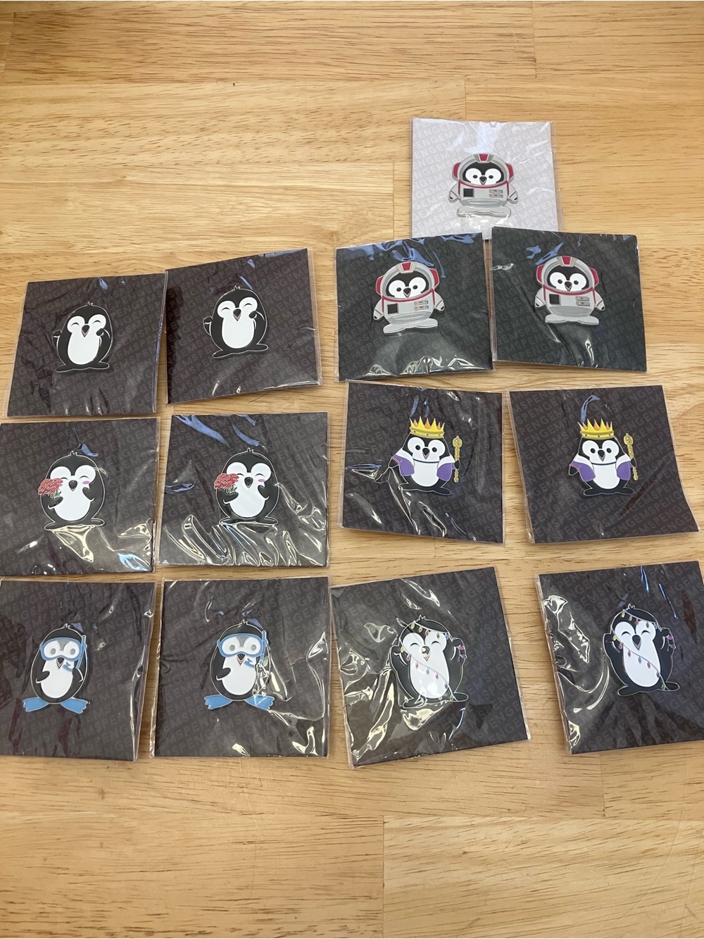 Assorted Penguin Enamel Pins - Black, White, Purple, Blue